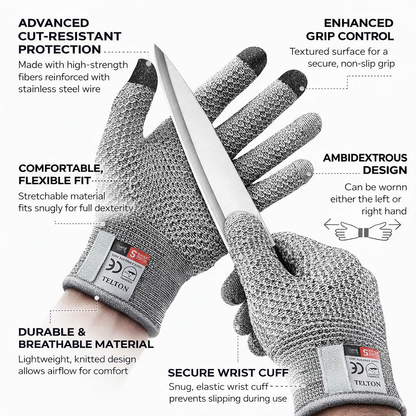 Velyra Level 5 Anti-Cut Touchscreen Gloves with Pineapple Grip
